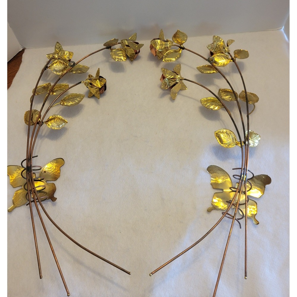 Home Interiors Metal Rose Wall Swag Set Gold Copper Floral USA AZ-8890 - Picture 13 of 16